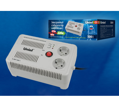 Стабилизатор напряжения (UL-00003602) Uniel 500ВА U-RST-500/1 Стабилизатор напряжения (UL-00003602) Uniel 500ВА U-RST-500/1