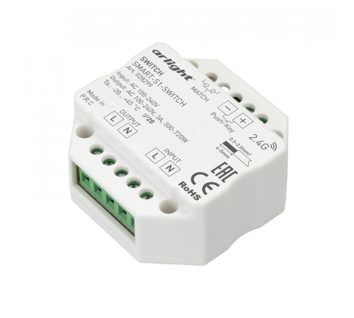 Контроллер-выключатель Arlight Smart-S1-Switch (230V, 3A, 2.4G) 028299 Контроллер-выключатель Arlight Smart-S1-Switch (230V, 3A, 2.4G) 028299