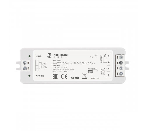 Диммер Arlight SMART-SET-PWM-101-72-DIM-PD-SUF Black (5-36V, 1x8A, x4, ПДУ 13кн, 2.4G) 036201 Диммер Arlight SMART-SET-PWM-101-72-DIM-PD-SUF Black (5-36V, 1x8A, x4, ПДУ 13кн, 2.4G) 036201