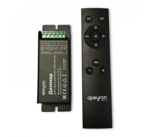 Диммер Apeyron 12/24В 288/576Вт 3 канала*8А IP20 пульт easy control радио 04-38 Диммер Apeyron 12/24В 288/576Вт 3 канала*8А IP20 пульт easy control радио 04-38