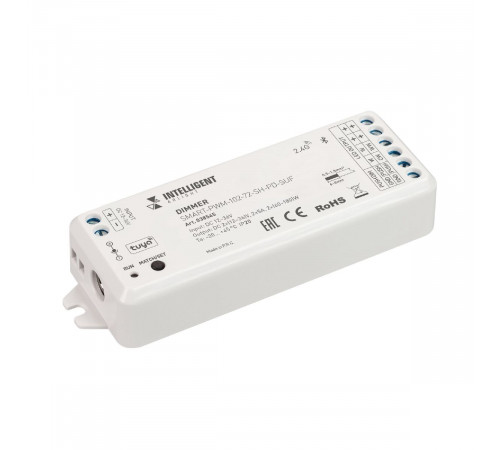 Диммер Arlight SMART-PWM-102-72-SH-PD-SUF (12-36V, 2x5A, TUYA BLE, 2.4G) 038545 Диммер Arlight SMART-PWM-102-72-SH-PD-SUF (12-36V, 2x5A, TUYA BLE, 2.4G) 038545