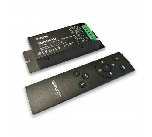 Диммер Apeyron 12/24В 288/576Вт 3 канала*8А IP20 пульт easy control радио 04-38 Диммер Apeyron 12/24В 288/576Вт 3 канала*8А IP20 пульт easy control радио 04-38