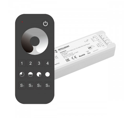 Диммер Arlight SMART-SET-PWM-101-72-DIM-PD-SUF Black (5-36V, 1x8A, x4, ПДУ 13кн, 2.4G) 036201 Диммер Arlight SMART-SET-PWM-101-72-DIM-PD-SUF Black (5-36V, 1x8A, x4, ПДУ 13кн, 2.4G) 036201