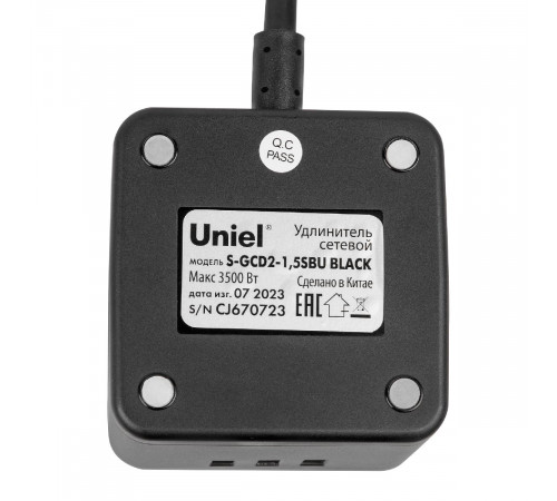 Удлинитель Uniel S-GCD2-1,5SBU BLACK UL-00011250 Удлинитель Uniel S-GCD2-1,5SBU BLACK UL-00011250