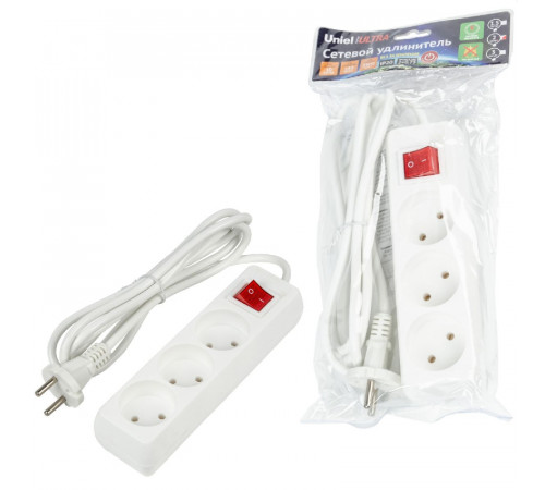 Удлинитель бытовой Uniel Ultra S-CU3-2B WHITE UL-00009994 Удлинитель бытовой Uniel Ultra S-CU3-2B WHITE UL-00009994