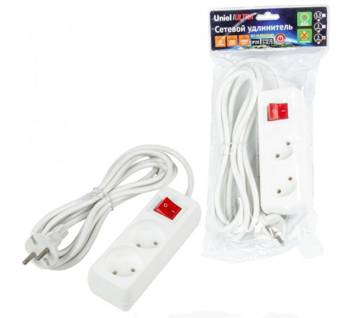 Удлинитель бытовой Uniel Ultra S-CU2-3B WHITE UL-00009992 Удлинитель бытовой Uniel Ultra S-CU2-3B WHITE UL-00009992