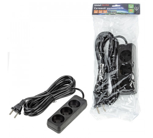 Удлинитель бытовой Uniel Ultra S-CU3-5 BLACK UL-00009985 Удлинитель бытовой Uniel Ultra S-CU3-5 BLACK UL-00009985