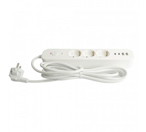 Сетевой фильтр 3-местный с/з и 2 USB-A+2 Type-C Stekker Nova HM21-31-02 50099 Сетевой фильтр 3-местный с/з и 2 USB-A+2 Type-C Stekker Nova HM21-31-02 50099