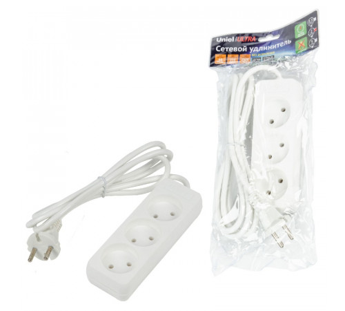 Удлинитель бытовой Uniel Ultra S-CU3-2 WHITE UL-00009981 Удлинитель бытовой Uniel Ultra S-CU3-2 WHITE UL-00009981
