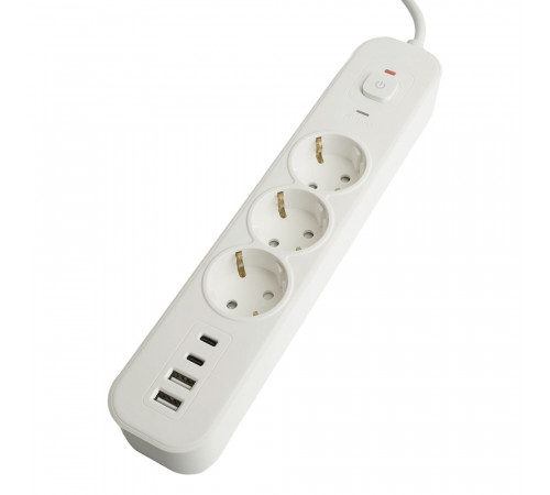 Сетевой фильтр 3-местный с/з и 2 USB-A+2 Type-C Stekker Nova HM21-31-02 50099 Сетевой фильтр 3-местный с/з и 2 USB-A+2 Type-C Stekker Nova HM21-31-02 50099