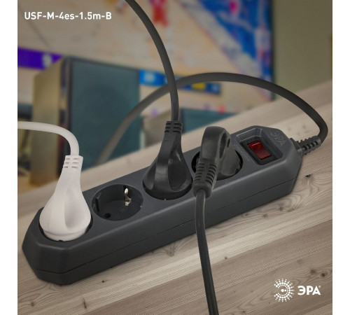 Сетевой фильтр Эра USF-M-4es-1.5m-B Б0019740 Сетевой фильтр Эра USF-M-4es-1.5m-B Б0019740