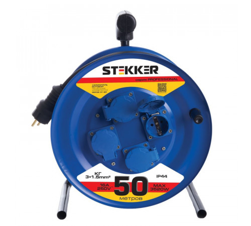 Удлинитель на металлической катушке 4-местный Stekker PRF02-31-50 50м 39787 Удлинитель на металлической катушке 4-местный Stekker PRF02-31-50 50м 39787