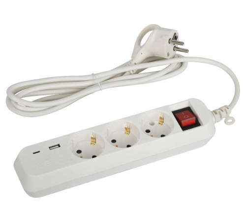 Удлинитель электрический Эра UB-3es-1,5m-USB Б0052897