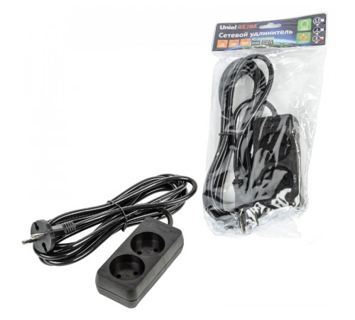 Удлинитель бытовой Uniel Ultra S-CU2-3 BLACK UL-00009976 Удлинитель бытовой Uniel Ultra S-CU2-3 BLACK UL-00009976