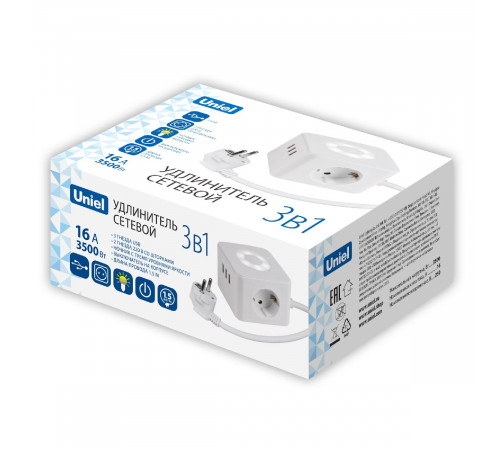 Удлинитель Uniel S-GCD2-1,5SBU WHITE UL-00011249 Удлинитель Uniel S-GCD2-1,5SBU WHITE UL-00011249