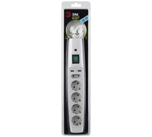 Сетевой фильтр Эра SFU-5es-2m-W C0043327 Сетевой фильтр Эра SFU-5es-2m-W C0043327