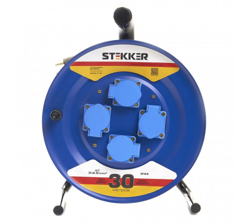 Удлинитель на металлической катушке 4-местный Stekker PRF02-41-30 30м 39296 Удлинитель на металлической катушке 4-местный Stekker PRF02-41-30 30м 39296