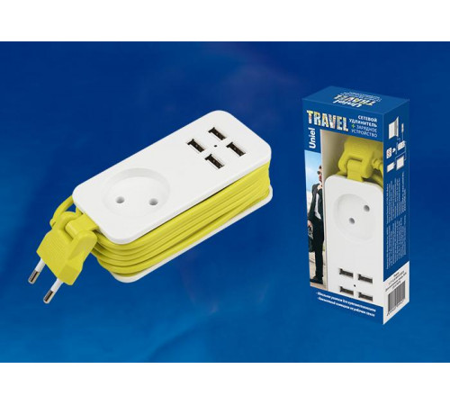 Удлинитель (UL-00003331) Uniel 1гн х 1,5м б/з Travel S-CT1-1,5U White/Green Удлинитель (UL-00003331) Uniel 1гн х 1,5м б/з Travel S-CT1-1,5U White/Green