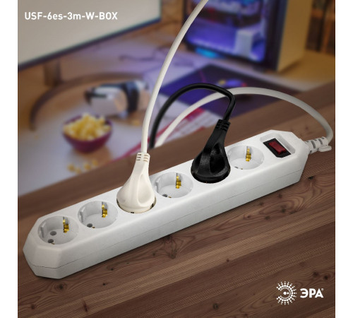 Сетевой фильтр Эра USF-6es-3m-W-BOX Б0037262 Сетевой фильтр Эра USF-6es-3m-W-BOX Б0037262