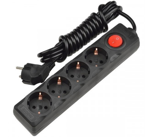 Удлинитель (UL-00003610) Uniel 4гн х 3м с/з Standard S-GCD4-3B Black Удлинитель (UL-00003610) Uniel 4гн х 3м с/з Standard S-GCD4-3B Black