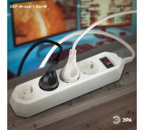 Сетевой фильтр Эра USF-M-4es-1.5m-W Б0019741 Сетевой фильтр Эра USF-M-4es-1.5m-W Б0019741