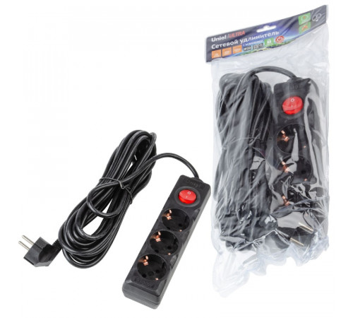 Удлинитель бытовой Uniel Ultra S-GCU3-7B BLACK UL-00010020