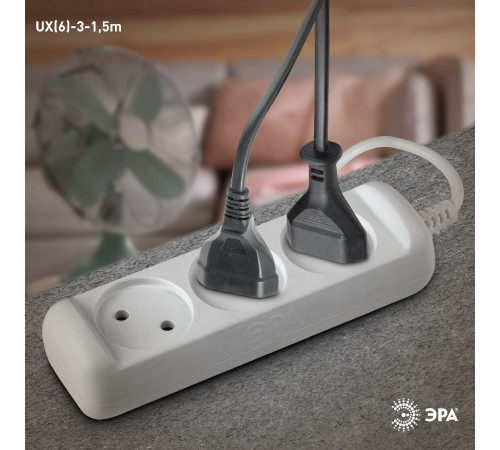Удлинитель электрический Эра UX(6)-3-1,5m Б0038567 Удлинитель электрический Эра UX(6)-3-1,5m Б0038567