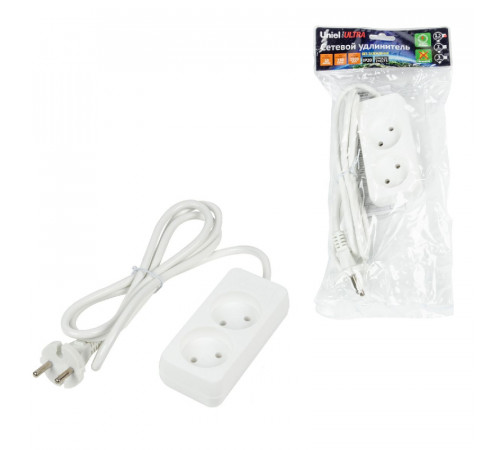Удлинитель бытовой Uniel Ultra S-CU2-1,5 WHITE UL-00009975