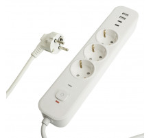 Сетевой фильтр 3-местный с/з и 2 USB-A+2 Type-C Stekker Nova HM21-31-02 50099