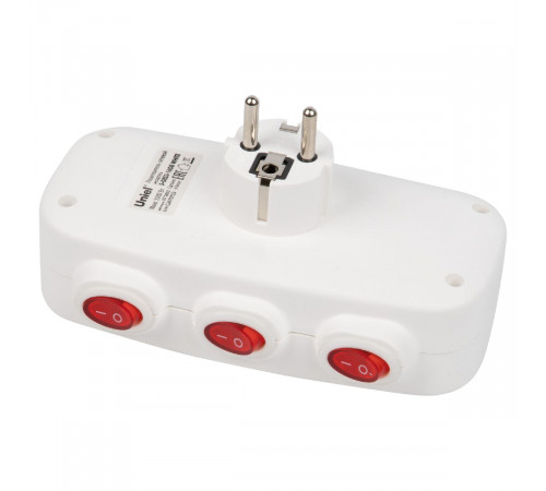 Разветвитель сетевой с выключателем Uniel S-GES3-16OB WHITE UL-00011239