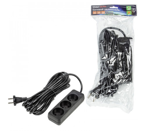 Удлинитель бытовой Uniel Ultra S-CU3-7 BLACK UL-00009987 Удлинитель бытовой Uniel Ultra S-CU3-7 BLACK UL-00009987