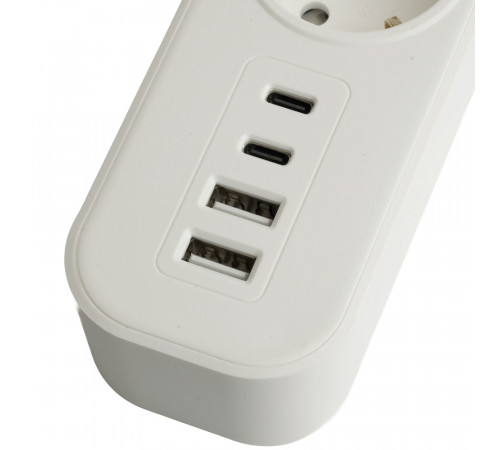 Сетевой фильтр 3-местный с/з и 2 USB-A+2 Type-C Stekker Nova HM21-31-02 50099 Сетевой фильтр 3-местный с/з и 2 USB-A+2 Type-C Stekker Nova HM21-31-02 50099
