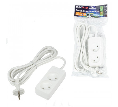 Удлинитель бытовой Uniel Ultra S-CU2-3 WHITE UL-00009977 Удлинитель бытовой Uniel Ultra S-CU2-3 WHITE UL-00009977