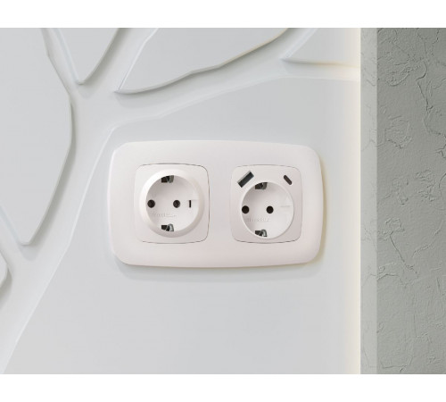 Лицевая панель для розетки с/з со шторками 2USB A+C Ambrella Volt Omega OP2100 Лицевая панель для розетки с/з со шторками 2USB A+C Ambrella Volt Omega OP2100