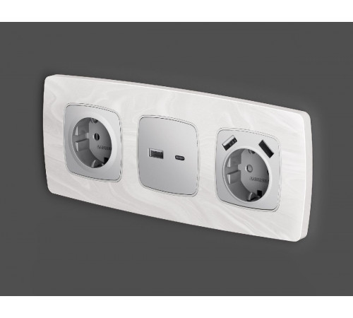 Лицевая панель для розетки 2USB тип A+C Ambrella Volt Omega OP4110