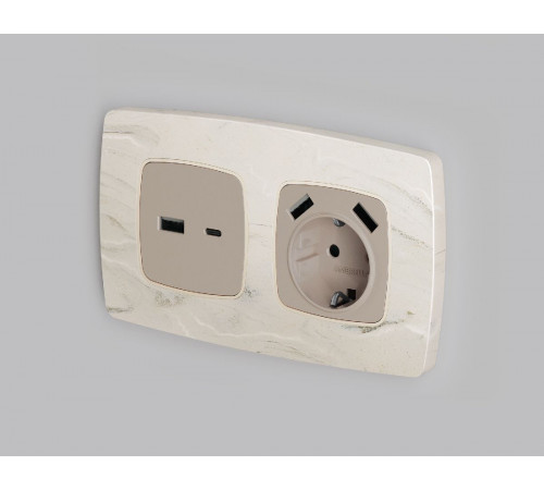 Лицевая панель для розетки 2USB A+C Ambrella Volt Omega OP3710 Лицевая панель для розетки 2USB A+C Ambrella Volt Omega OP3710