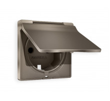 Лицевая панель для розетки с/з со шторками и крышкой Ambrella Volt Alfa AP6380