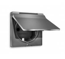 Лицевая панель для розетки с/з со шторками и крышкой Ambrella Volt Alfa AP6580