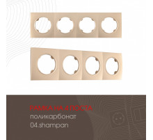 Рамка четырехместная Arte Milano 502.04-4.shampan