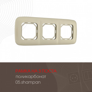 Рамка трехместная Arte Milano 505.05-3.shampan