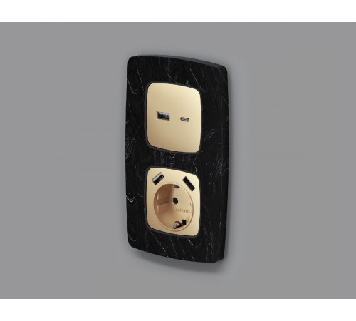 Лицевая панель для розетки 2USB тип A+C Ambrella Volt Omega OP6110 Лицевая панель для розетки 2USB тип A+C Ambrella Volt Omega OP6110