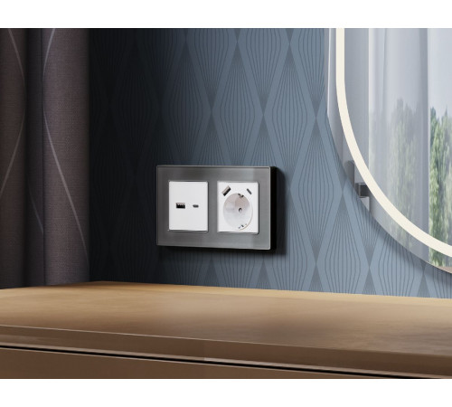 Лицевая панель для розетки 2USB A+C Ambrella Volt Alfa AP1310 Лицевая панель для розетки 2USB A+C Ambrella Volt Alfa AP1310