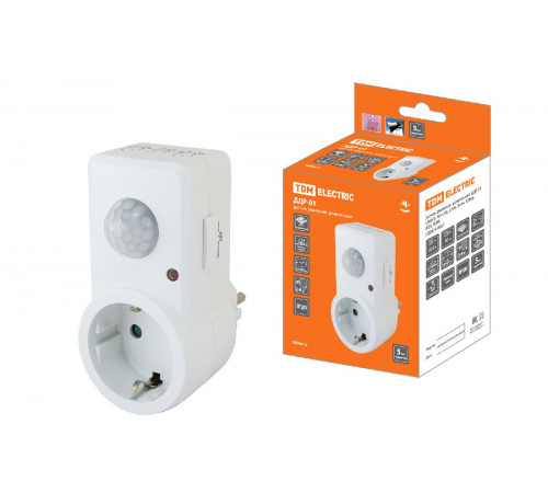 Датчик движения инфракрасный TDM Electric розеточный ДДР-01 SQ0324-0027 Датчик движения инфракрасный TDM Electric розеточный ДДР-01 SQ0324-0027