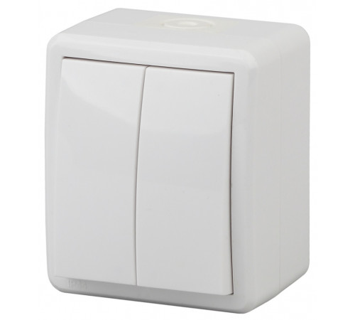Выключатель двухклавишный ЭРА Эксперт 10AX 250V IP54 11-1404-01 Б0020675 Выключатель двухклавишный ЭРА Эксперт 10AX 250V IP54 11-1404-01 Б0020675