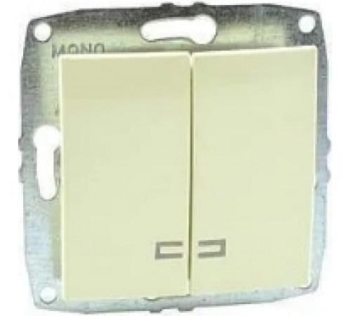 Выключатель двухклавишный с подсветкой Mono Electric Despina-Larissa 10А 250В крем 500-001725-103 Выключатель двухклавишный с подсветкой Mono Electric Despina-Larissa 10А 250В крем 500-001725-103
