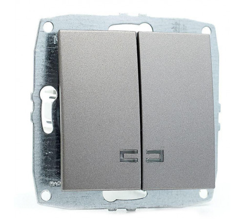 Выключатель двухклавишный с подсветкой Mono Electric Despina-Larissa 10А 250В антрацит 500-002425-103 Выключатель двухклавишный с подсветкой Mono Electric Despina-Larissa 10А 250В антрацит 500-002425-103