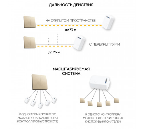 Выключатель беспроводной двухклавишный Feron TM82 41726