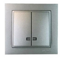 Выключатель двухклавишный с подсветкой Mono Electric Despina 10A 250В антрацит 102-242425-103