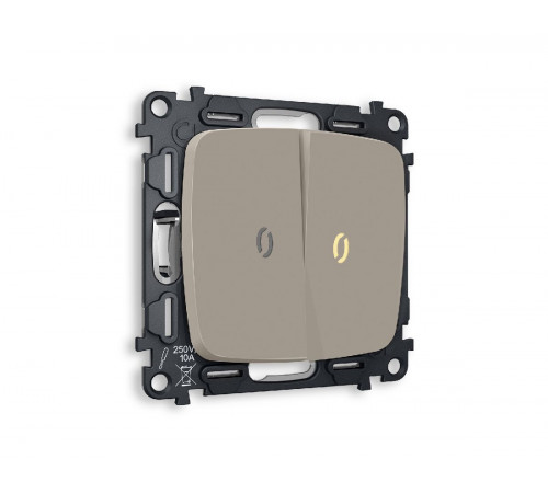 Комплект механизма 2-кл выключателя с подсветкой Ambrella Volt Omega MO364010 Комплект механизма 2-кл выключателя с подсветкой Ambrella Volt Omega MO364010