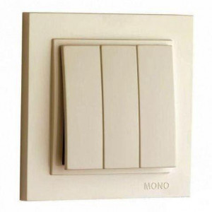 Выключатель трехклавишный Mono Electric Despina 10А 250В крем 102-170022-114